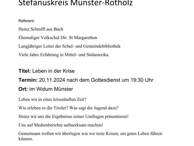 Ein Abend mit dem Stefanuskreis Münster-Rotholz