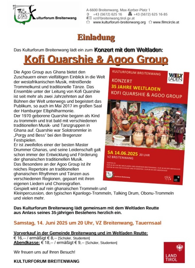 Herzliche Einladung: Konzert mit dem Weltladen