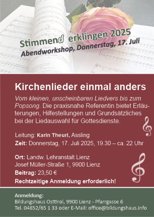 Kirchenlieder einmal anders - Abendworkshop im Rahmen der Kirchenmusikwoche 2025