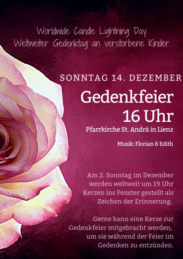 Gedenkfeier in Erinnerung an verstorbene Kinder