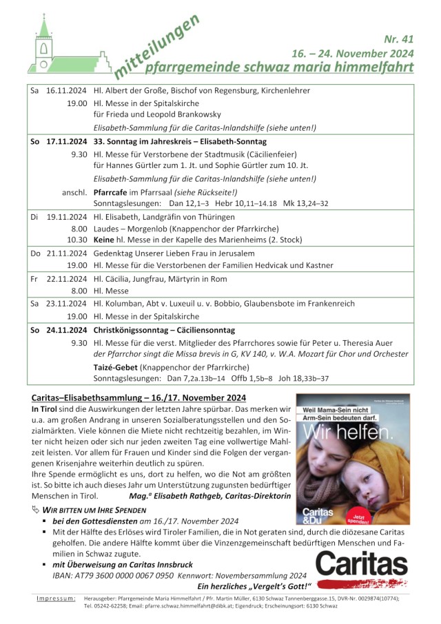 Mitteilungsblatt 41/2024 (16. - 24.11.2024)