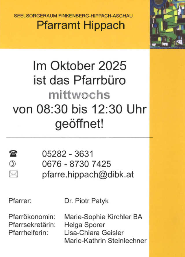 Geänderte Öffnungszeiten im Oktober